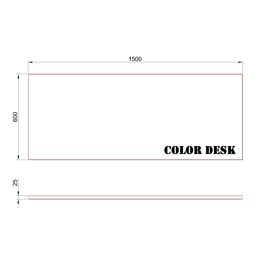 СТОЛЕШНИЦА 1500х600х25 ММ ДЛЯ ПИСЬМЕННОГО СТОЛА ПРЯМОУГОЛЬНАЯ 1