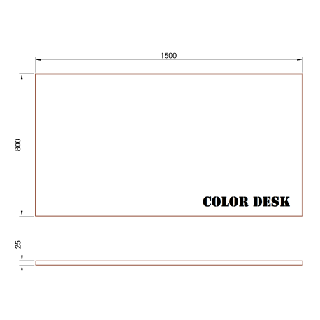 СТОЛЕШНИЦА 1500х800х25 ММ ДЛЯ ПИСЬМЕННОГО СТОЛА ПРЯМОУГОЛЬНАЯ 1