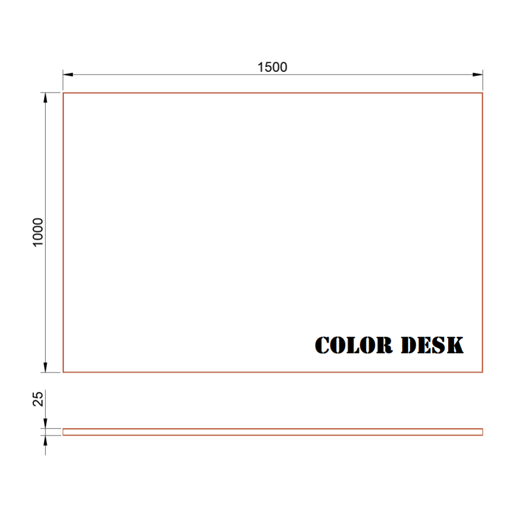 СТОЛЕШНИЦА 1500х1000х25 ММ ДЛЯ ПИСЬМЕННОГО СТОЛА ПРЯМОУГОЛЬНАЯ 1