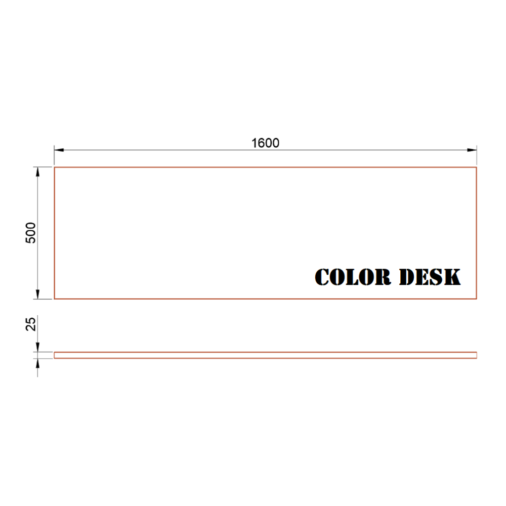 СТОЛЕШНИЦА 1600х500х25 ММ ДЛЯ ПИСЬМЕННОГО СТОЛА ПРЯМОУГОЛЬНАЯ 1