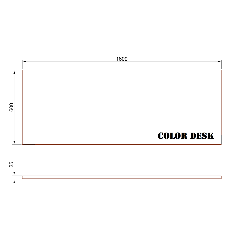 СТОЛЕШНИЦА 1600х600х25 ММ ДЛЯ ПИСЬМЕННОГО СТОЛА ПРЯМОУГОЛЬНАЯ 1