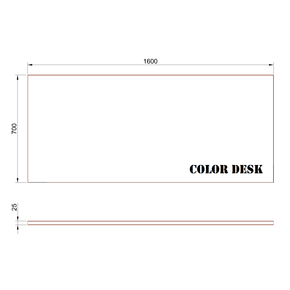 СТОЛЕШНИЦА 1600х700х25 ММ ДЛЯ ПИСЬМЕННОГО СТОЛА ПРЯМОУГОЛЬНАЯ 1