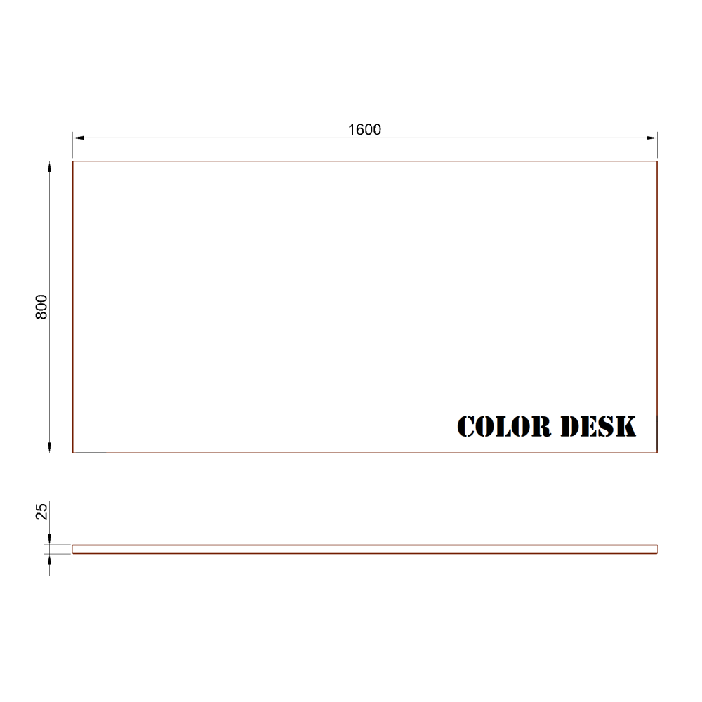 СТОЛЕШНИЦА 1600х800х25 ММ ДЛЯ ПИСЬМЕННОГО СТОЛА ПРЯМОУГОЛЬНАЯ 1